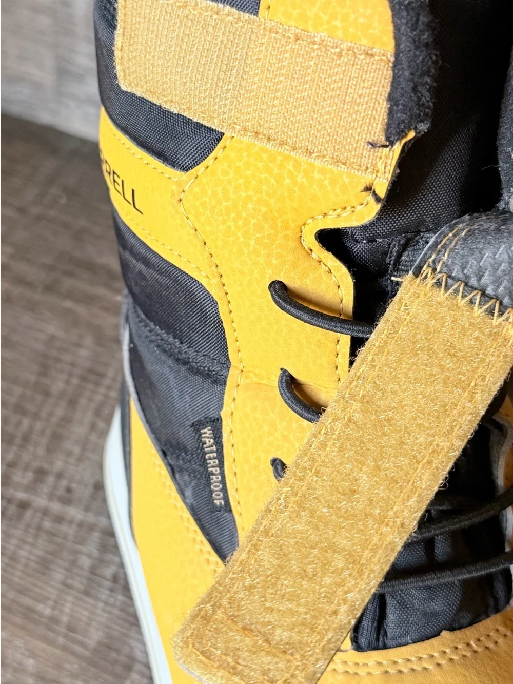Merrell Kids Waterproof Winter Boots Mustard Yellow Black Size 3
